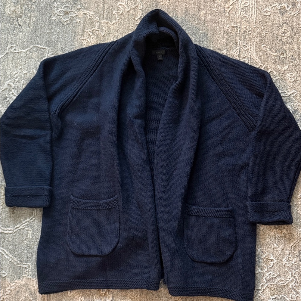 J. Crew Navy Open Front Sweater